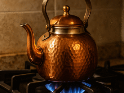 جوشاندن آب در کتری مسی